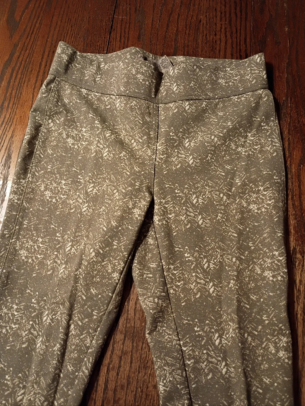 Size 4 Sharon Young Grey White Elastic Waist Pull On Casual Pants
